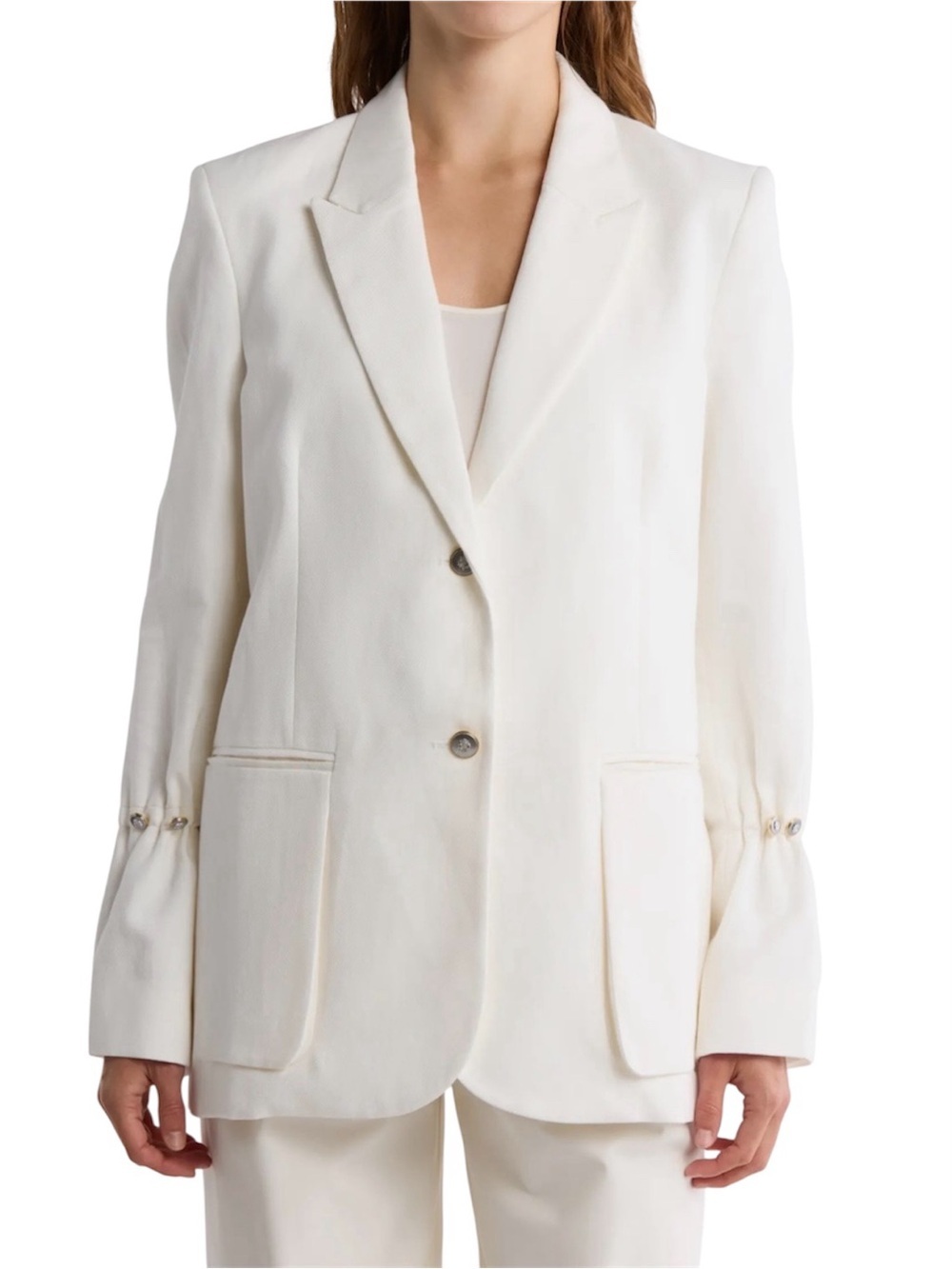 TWP Mo Cotton/Linen Blazer Women’s Size Medium White Silk Lined Jacket NWT